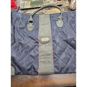 Laurent David Quilted Weekend Bag Purse Zip Up Blue Green